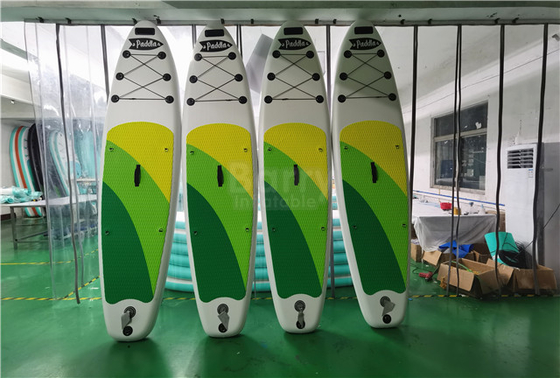 Dostosowana zielona i żółta nadmuchiwana deska SUP Stand Up Paddleboard