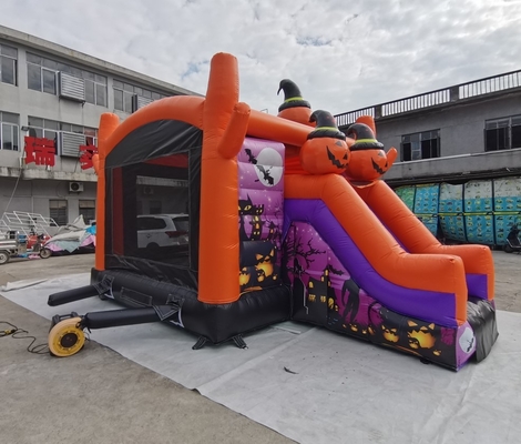 Kids Bounce Playhouse Halloweenowy zamek do skakania ze zjeżdżalnią ognioodporną