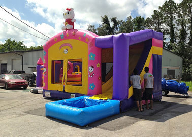 Kids Party Pink Hello Kitty Tematyczne nadmuchiwane wykidajło ze ślizgawką plandekową PCV 0,55 mm