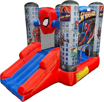 0.55mm PVC Outdoor Bouncer Marvel Spider Man Kids Bounce House ze zjeżdżalnią