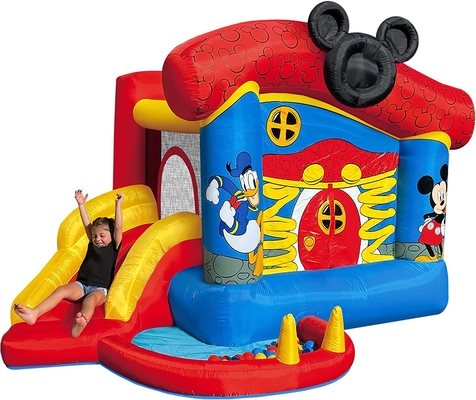 0.55mm pcv nadmuchiwany bramkarz Disney Mickey Mouse Funhouse Outdoor Bounce House ze zjeżdżalnią