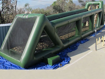 High 80ft Green Inflatable Sports Games Long Giant Inflatable Zip Line dla dorosłych
