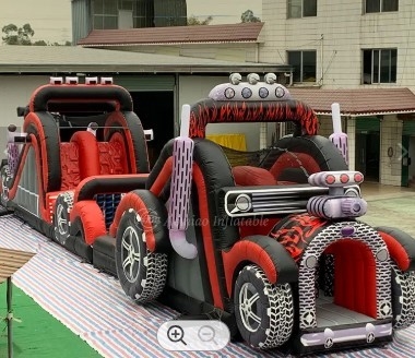 0,55 mm PCV Bounce House Samochód wyścigowy Nadmuchiwany tor przeszkód