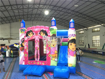 Różowa księżniczka Duża Dora nadmuchiwane Bounce House Commercial z drukowaniem cyfrowym