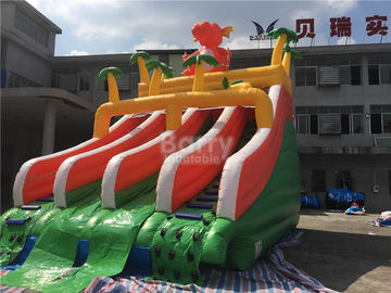 PVC Dinosaur Double Nadmuchiwana zjeżdżalnia do basenu z łóżkiem do lądowania