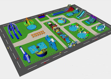 Resort komercyjna nadmuchiwana woda z parkiem ze zjeżdżalnią i basenem na ziemi