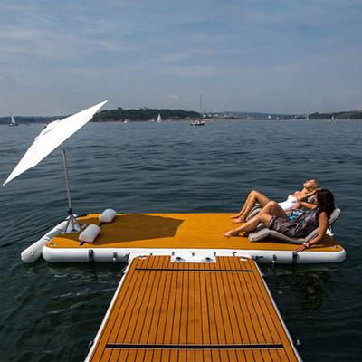 SCT Nadmuchiwana mata wodna Drop Stitch Teak Wood Grain Floating Dock