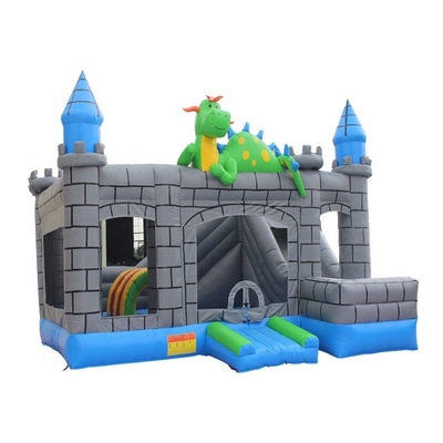 0.55mm PVC Dragon Cartoon Nadmuchiwany domek do skoków Niebieski szary zielony kolor