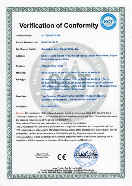Chiny Guangzhou Barry Industrial Co., Ltd Certyfikaty