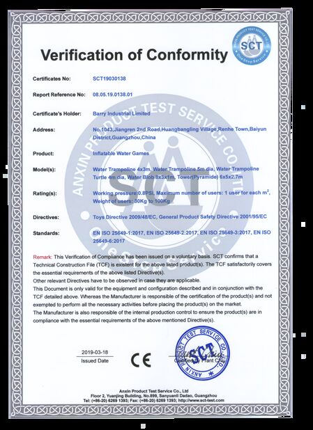 Chiny Guangzhou Barry Industrial Co., Ltd Certyfikaty