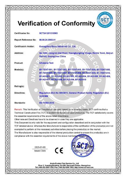 Chiny Guangzhou Barry Industrial Co., Ltd Certyfikaty